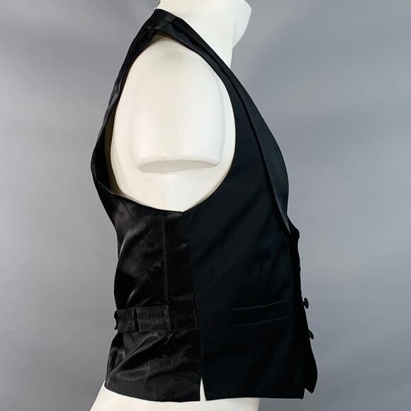 BAND OF OUTSIDERS Size 34 Black Wool Mohair Twill Shawl Vest - Picture 3 of 7